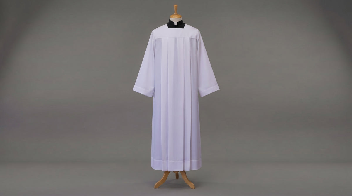 Alb - Box pleated, square neck