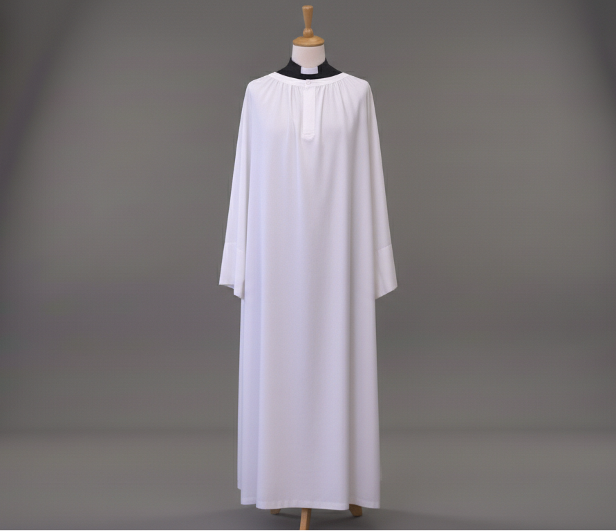 Ladies Alb - Traditional, button front, gathered