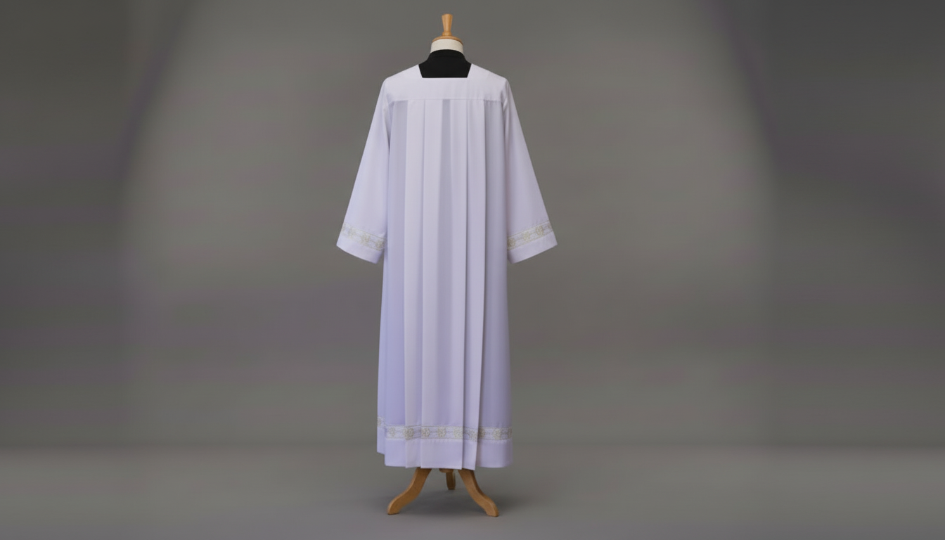 Alb - Box pleated, square neck