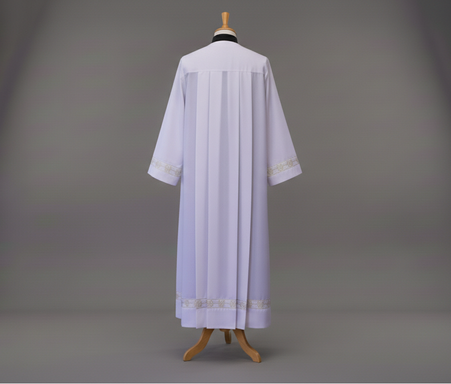 Alb - Box pleated, square neck