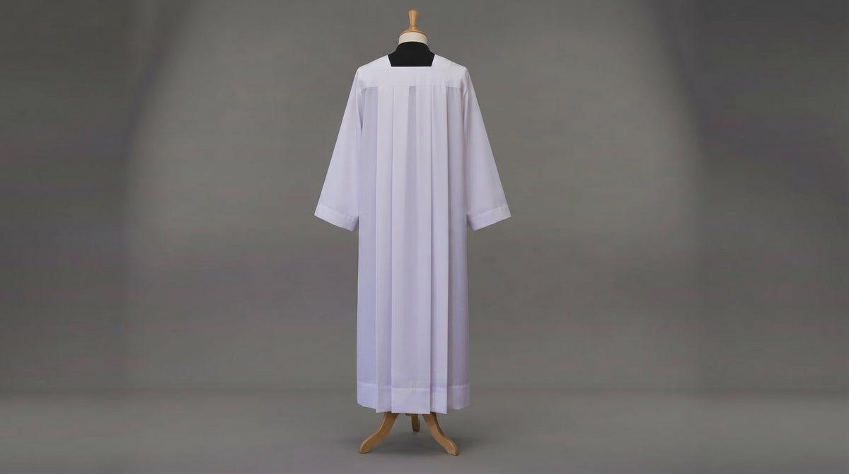 Alb - Box pleated, square neck