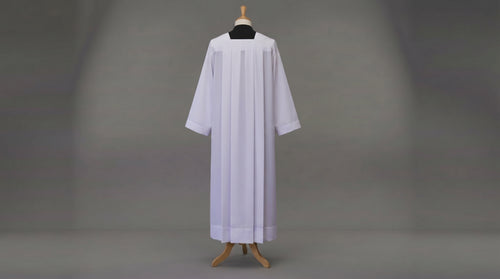 Alb - Box pleated, square neck